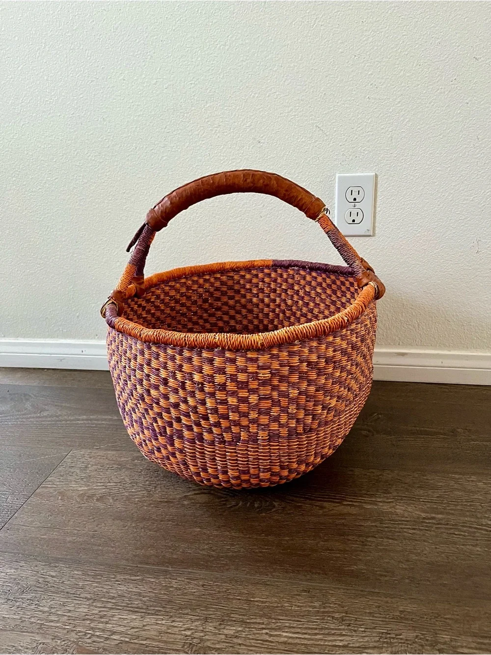 Handwoven Purple and Orange Market Basket - Home Accents